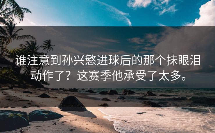 谁注意到孙兴慜进球后的那个抹眼泪动作了？这赛季他承受了太多。